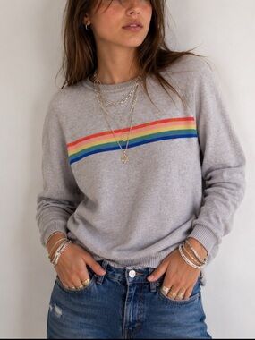LNA Grey Rainbow Stripe Sweatshirt